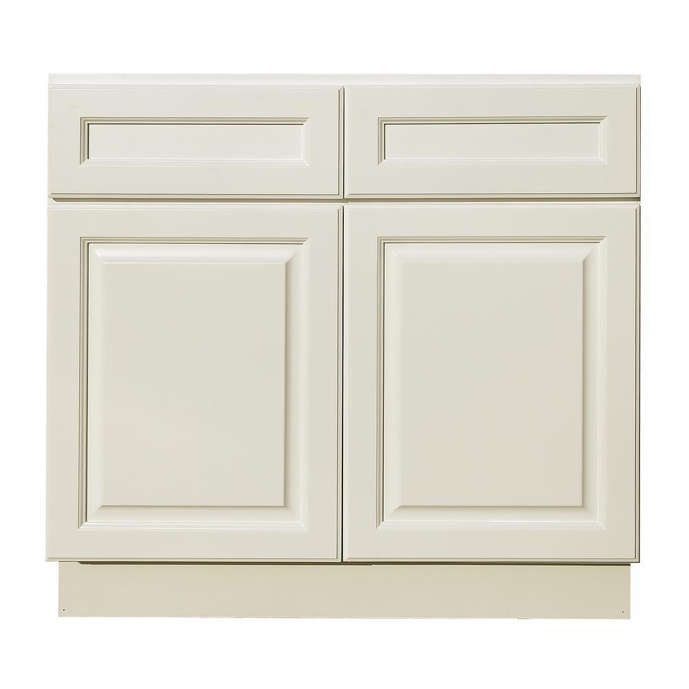 Newport Ready to Assemble 36x34.5x24 in. Base Cabinet with 2 Door and 2 Drawer in Dark Espresso - Super Arbor