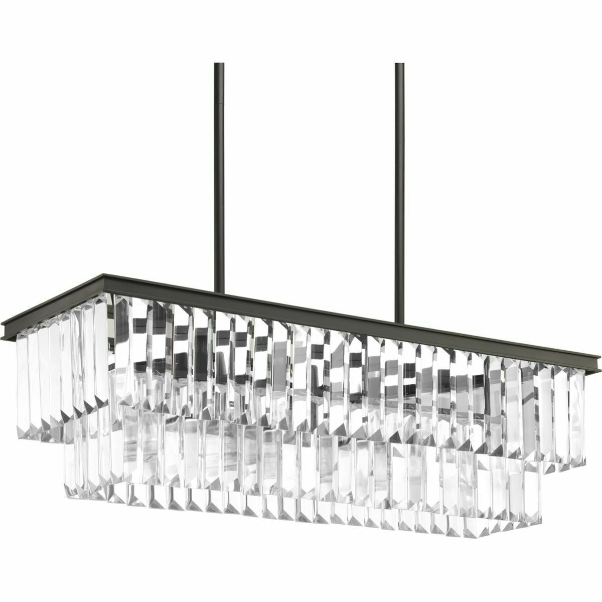 Progress Lighting Glimmer 4-Light Antique Bronze Linear Kitchen Island Pendant, 33.875-in W x 11-in H