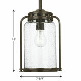 Progress Lighting Botta 7.75-in Small Lantern Pendant Light, Antique Bronze with Clear Seeded Glass
