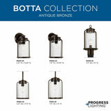 Progress Lighting Botta 7.75-in Small Lantern Pendant Light, Antique Bronze with Clear Seeded Glass