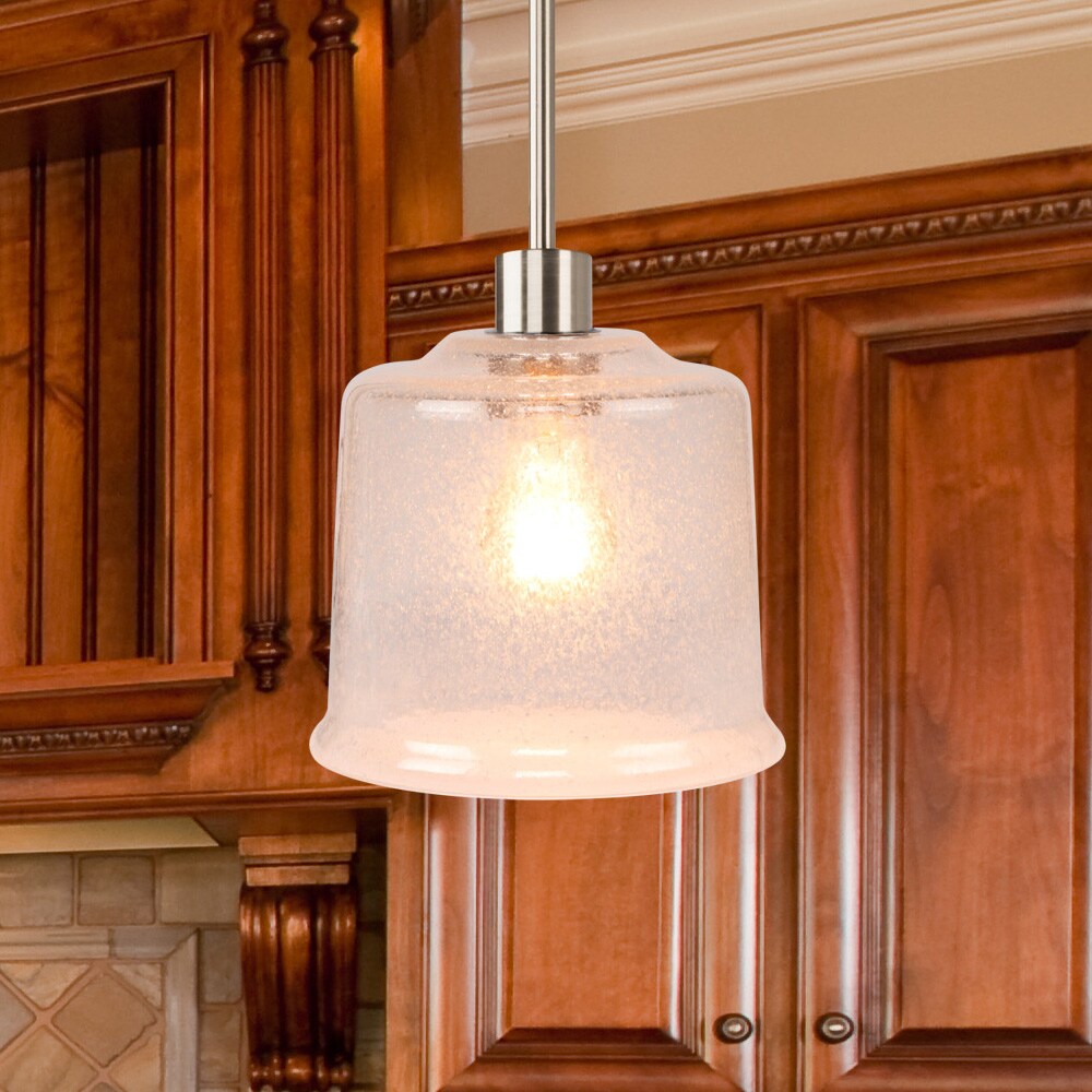 Portfolio Brushed Nickel Transitional Cylinder Pendant Light