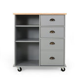 Best Selling Home Decor Gray Mdf Base with Wood Top Rolling Kitchen Cart (17.75-in x 31.5-in x 34.5-in)