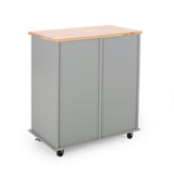 Best Selling Home Decor Gray Mdf Base with Wood Top Rolling Kitchen Cart (17.75-in x 31.5-in x 34.5-in)