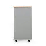 Best Selling Home Decor Gray Mdf Base with Wood Top Rolling Kitchen Cart (17.75-in x 31.5-in x 34.5-in)