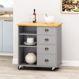 Best Selling Home Decor Gray Mdf Base with Wood Top Rolling Kitchen Cart (17.75-in x 31.5-in x 34.5-in)
