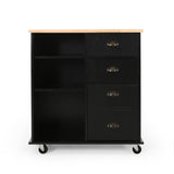 Best Selling Home Decor Black Mdf Base with Wood Top Rolling Kitchen Cart (17.75-in x 31.5-in x 34.5-in)