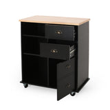 Best Selling Home Decor Black Mdf Base with Wood Top Rolling Kitchen Cart (17.75-in x 31.5-in x 34.5-in)