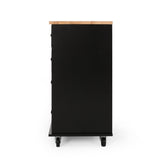 Best Selling Home Decor Black Mdf Base with Wood Top Rolling Kitchen Cart (17.75-in x 31.5-in x 34.5-in)