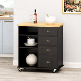 Best Selling Home Decor Black Mdf Base with Wood Top Rolling Kitchen Cart (17.75-in x 31.5-in x 34.5-in)