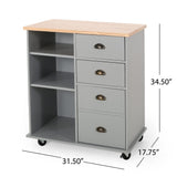 Best Selling Home Decor Gray Mdf Base with Wood Top Rolling Kitchen Cart (17.75-in x 31.5-in x 34.5-in)