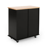 Best Selling Home Decor Black Mdf Base with Wood Top Rolling Kitchen Cart (17.75-in x 31.5-in x 34.5-in)