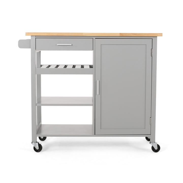 Best Selling Home Decor Gray Mdf Base with Wood Top Rolling Kitchen Cart (18.9-in x 41.75-in x 35.25-in)