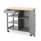 Best Selling Home Decor Gray Mdf Base with Wood Top Rolling Kitchen Cart (18.9-in x 41.75-in x 35.25-in)