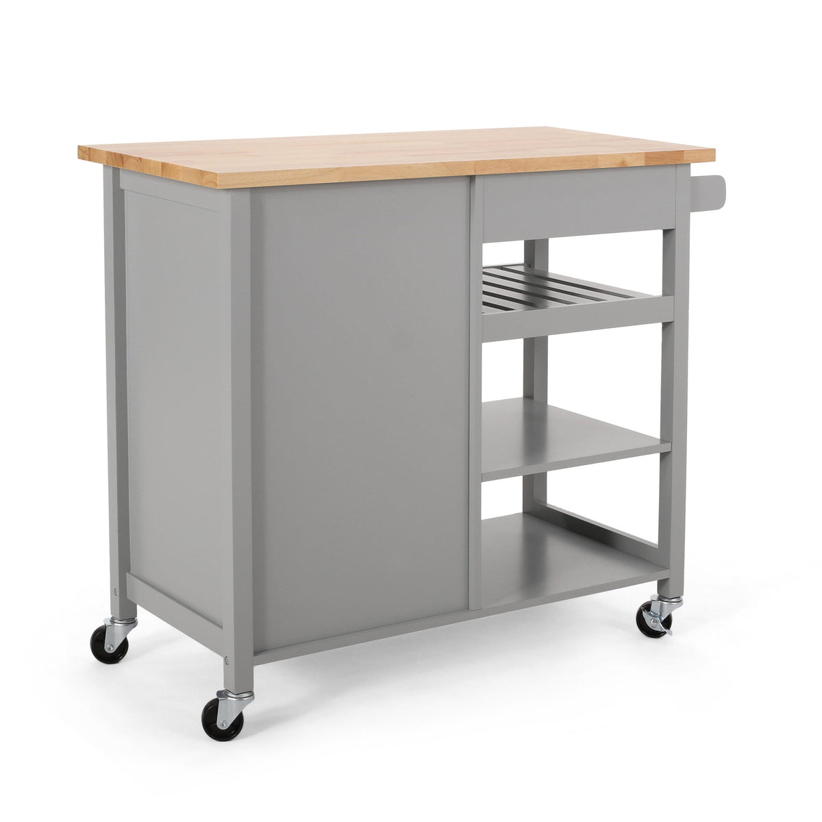 Best Selling Home Decor Gray Mdf Base with Wood Top Rolling Kitchen Cart (18.9-in x 41.75-in x 35.25-in)