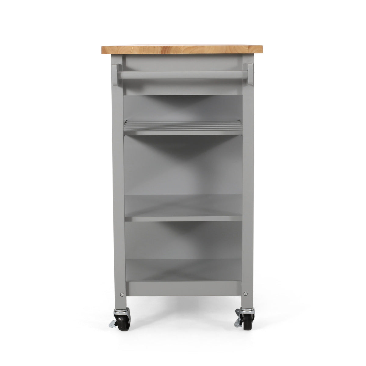 Best Selling Home Decor Gray Mdf Base with Wood Top Rolling Kitchen Cart (18.9-in x 41.75-in x 35.25-in)