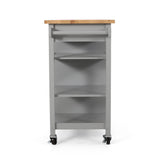Best Selling Home Decor Gray Mdf Base with Wood Top Rolling Kitchen Cart (18.9-in x 41.75-in x 35.25-in)