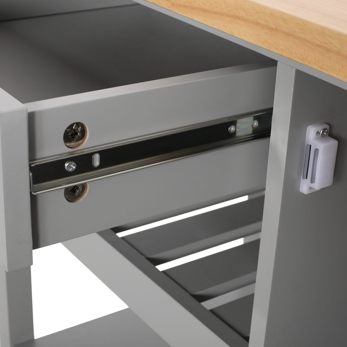 Best Selling Home Decor Gray Mdf Base with Wood Top Rolling Kitchen Cart (18.9-in x 41.75-in x 35.25-in)