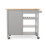 Best Selling Home Decor Gray Mdf Base with Wood Top Rolling Kitchen Cart (18.9-in x 41.75-in x 35.25-in)