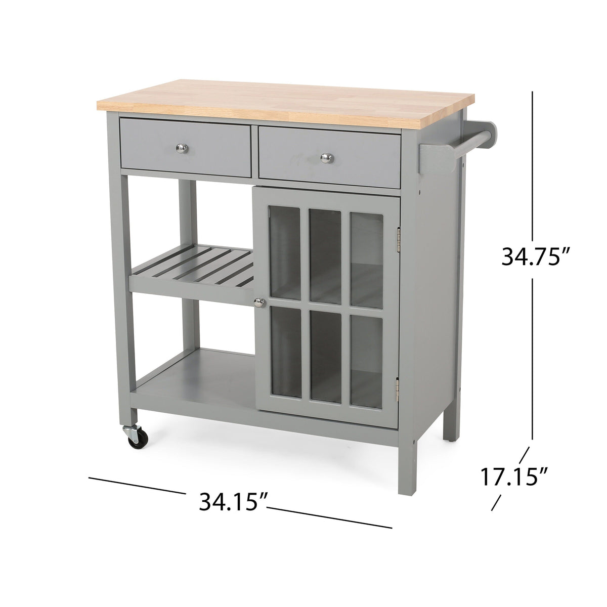 Best Selling Home Decor Gray Mdf Base with Wood Top Rolling Kitchen Cart (17.15-in x 34.15-in x 34.75-in)