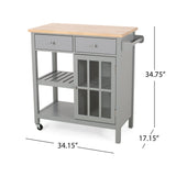 Best Selling Home Decor Gray Mdf Base with Wood Top Rolling Kitchen Cart (17.15-in x 34.15-in x 34.75-in)