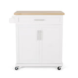 Best Selling Home Decor White Mdf Base with Mdf Top Rolling Kitchen Cart (18-in x 32-in x 34.5-in)