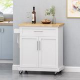 Best Selling Home Decor White Mdf Base with Mdf Top Rolling Kitchen Cart (18-in x 32-in x 34.5-in)