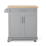 Best Selling Home Decor Gray Mdf Base with Mdf Top Rolling Kitchen Cart (18-in x 32-in x 34.5-in)