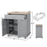 Best Selling Home Decor Gray Mdf Base with Mdf Top Rolling Kitchen Cart (18-in x 32-in x 34.5-in)