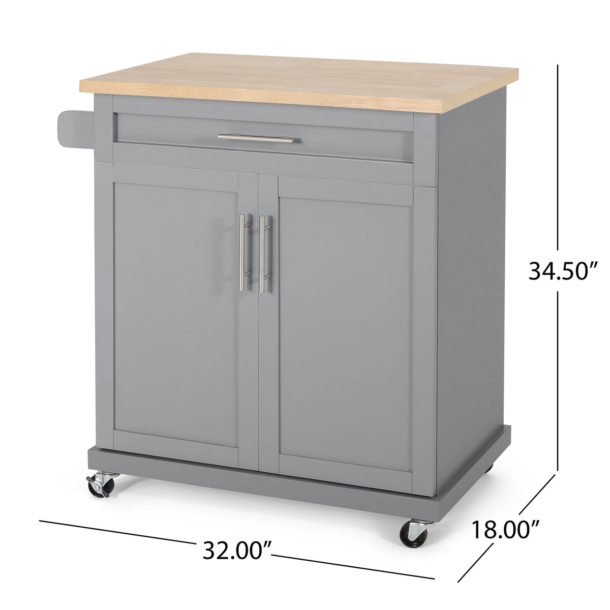 Best Selling Home Decor Gray Mdf Base with Mdf Top Rolling Kitchen Cart (18-in x 32-in x 34.5-in)