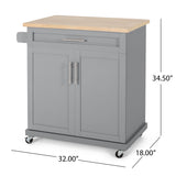 Best Selling Home Decor Gray Mdf Base with Mdf Top Rolling Kitchen Cart (18-in x 32-in x 34.5-in)