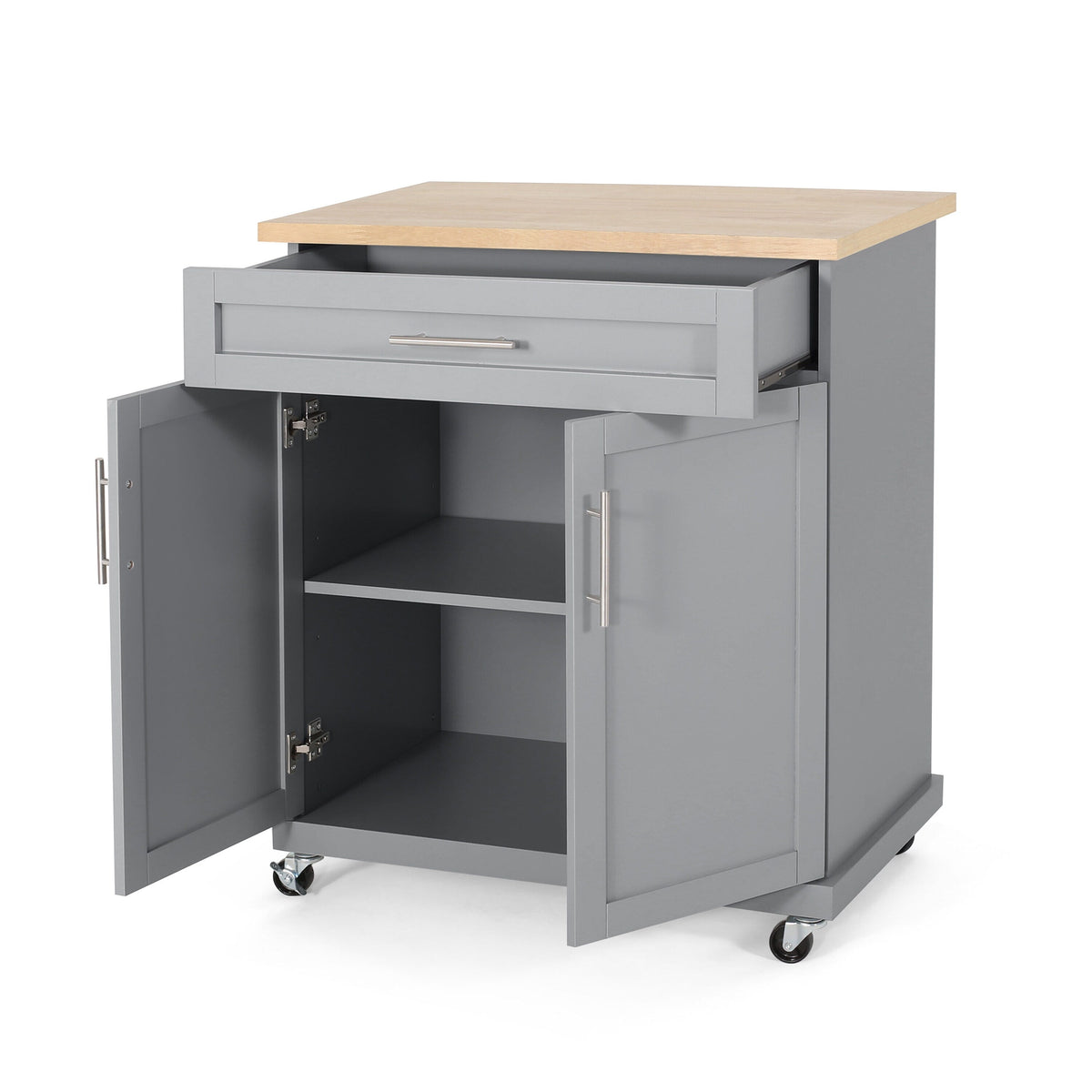 Best Selling Home Decor Gray Mdf Base with Mdf Top Rolling Kitchen Cart (18-in x 32-in x 34.5-in)