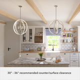 Hunter Gablecrest 4-Light Concrete with Rustic White Rustic Geometric LED Large Hanging Pendant Light