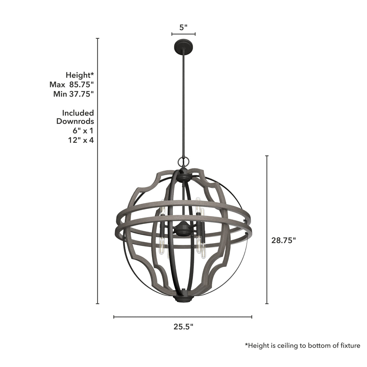 Hunter Stone Creek 8-Light Noble Bronze Transitional Globe LED Large Hanging Pendant Light