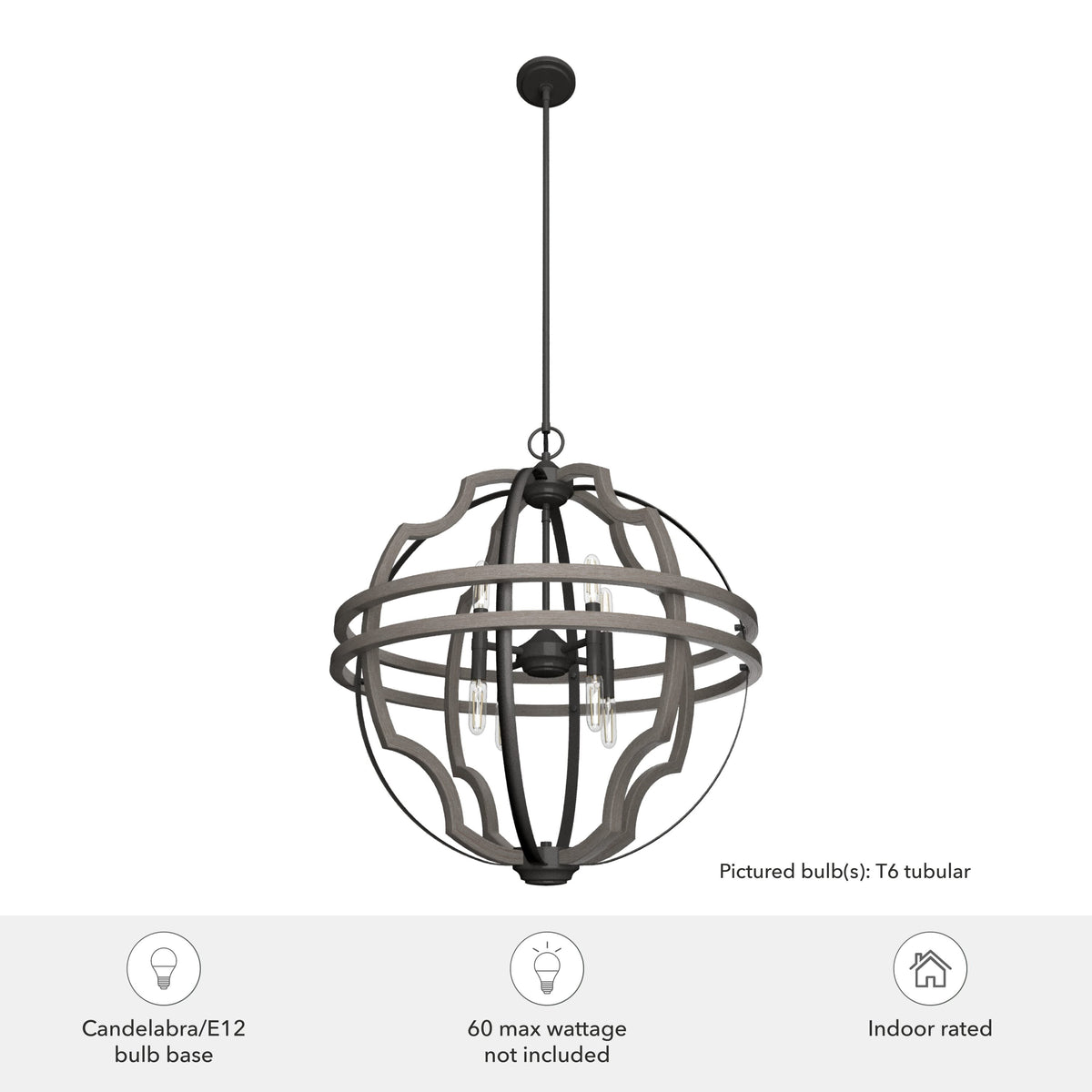 Hunter Stone Creek 8-Light Noble Bronze Transitional Globe LED Large Hanging Pendant Light