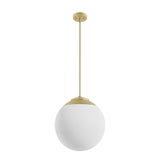 Hunter Hepburn 3-Light Painted Modern Brass Mid-century White Glass Globe LED Medium Hanging Pendant Light