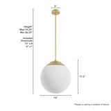 Hunter Hepburn 3-Light Painted Modern Brass Mid-century White Glass Globe LED Medium Hanging Pendant Light
