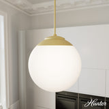 Hunter Hepburn 3-Light Painted Modern Brass Mid-century White Glass Globe LED Medium Hanging Pendant Light