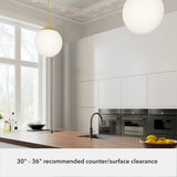 Hunter Hepburn 3-Light Painted Modern Brass Mid-century White Glass Globe LED Medium Hanging Pendant Light