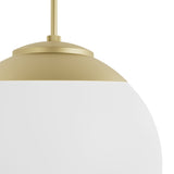 Hunter Hepburn 3-Light Painted Modern Brass Mid-century White Glass Globe LED Medium Hanging Pendant Light