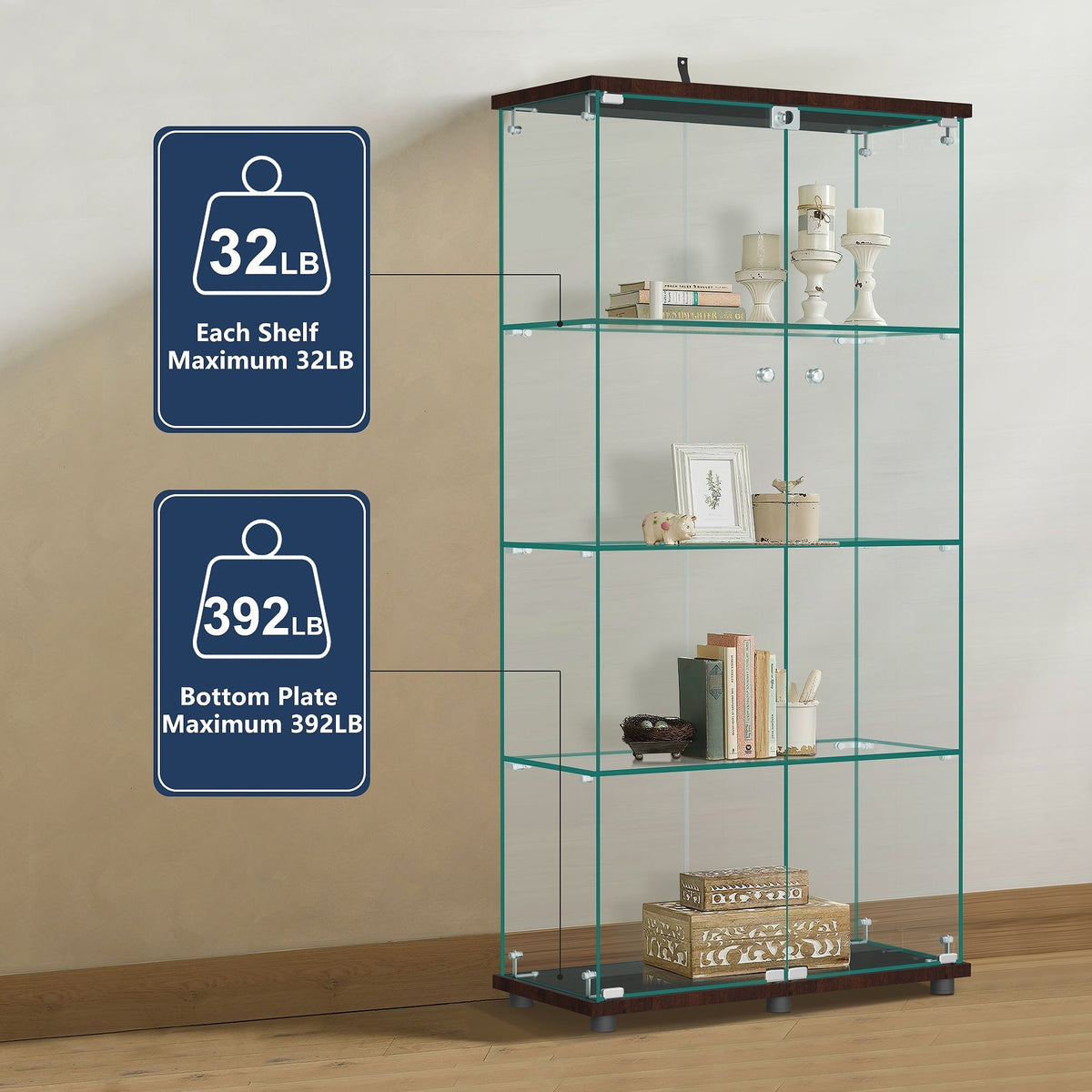 Contemporary/Modern Brown China Cabinet with Wine Storage