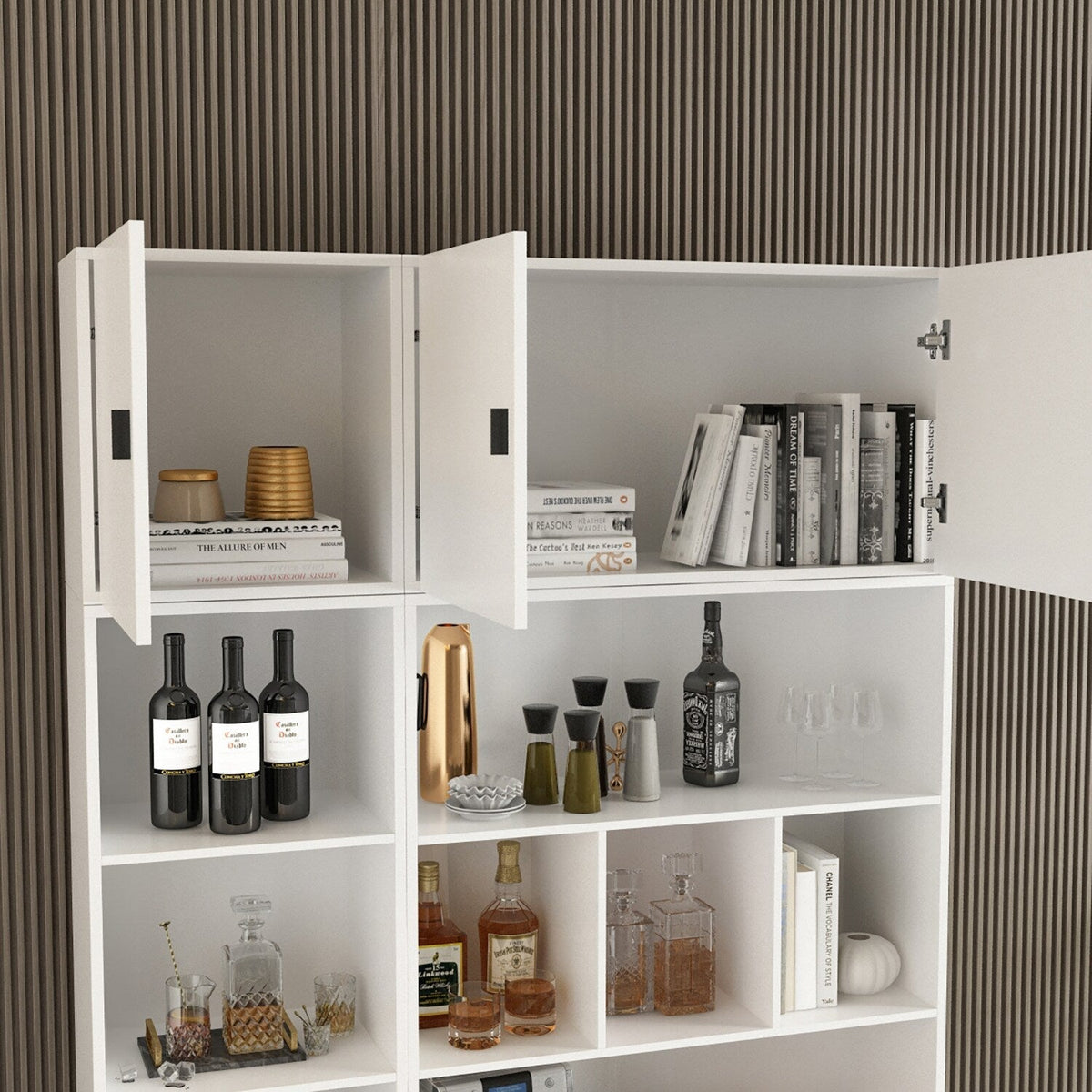FUFU&GAGA 47.2-in W x 87.7-in H Mdf White Freestanding Utility Storage Cabinet