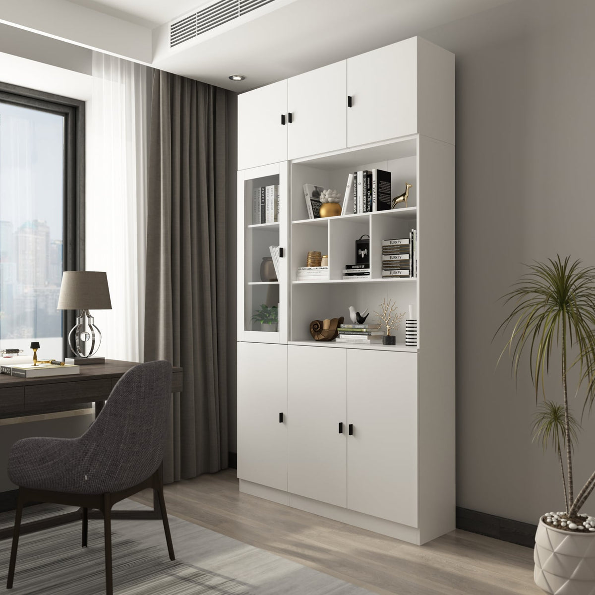 FUFU&GAGA 47.2-in W x 87.8-in H Mdf White Freestanding Utility Storage Cabinet