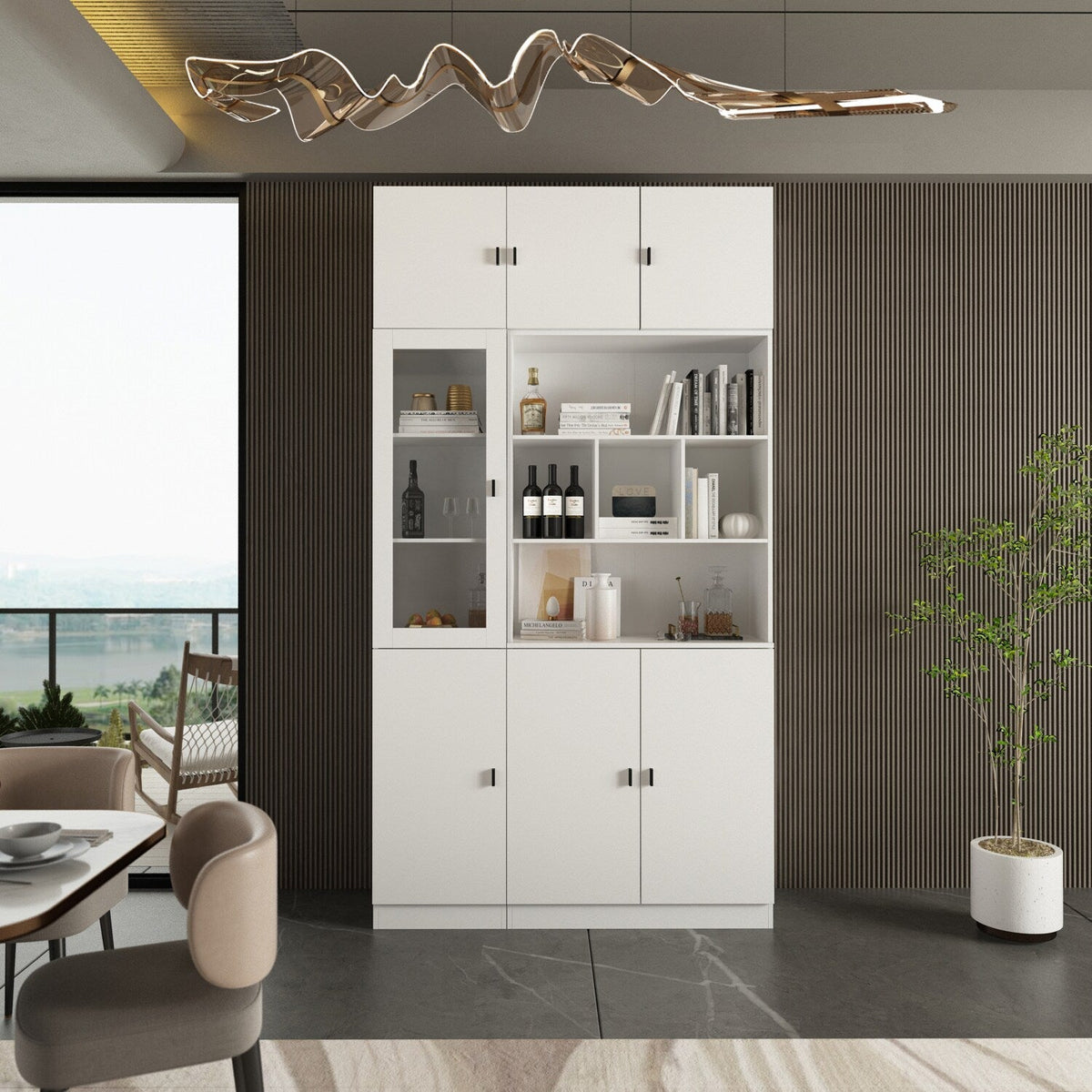 FUFU&GAGA 47.2-in W x 87.8-in H Mdf White Freestanding Utility Storage Cabinet