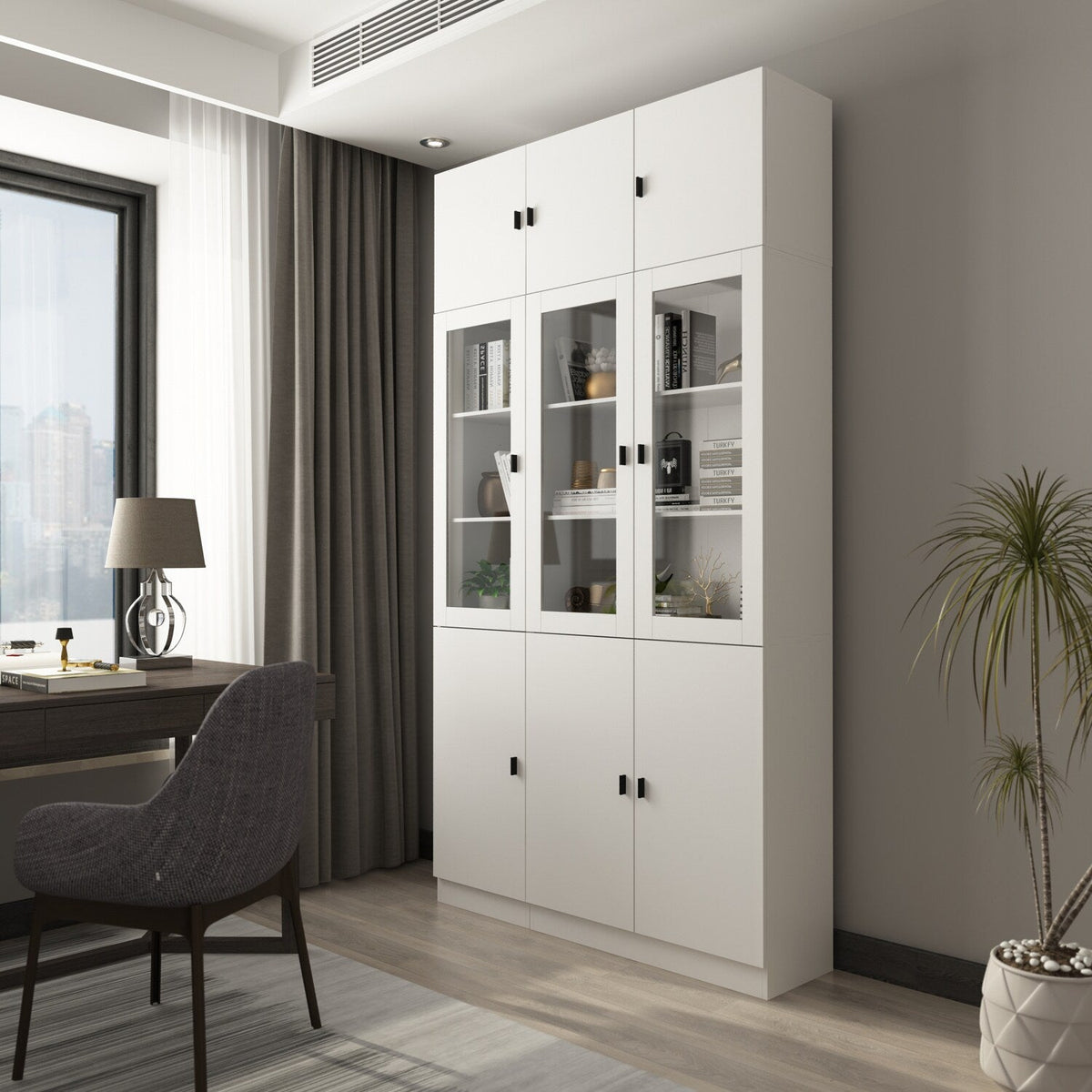 FUFU&GAGA 47.2-in W x 87.8-in H Mdf White Freestanding Utility Storage Cabinet