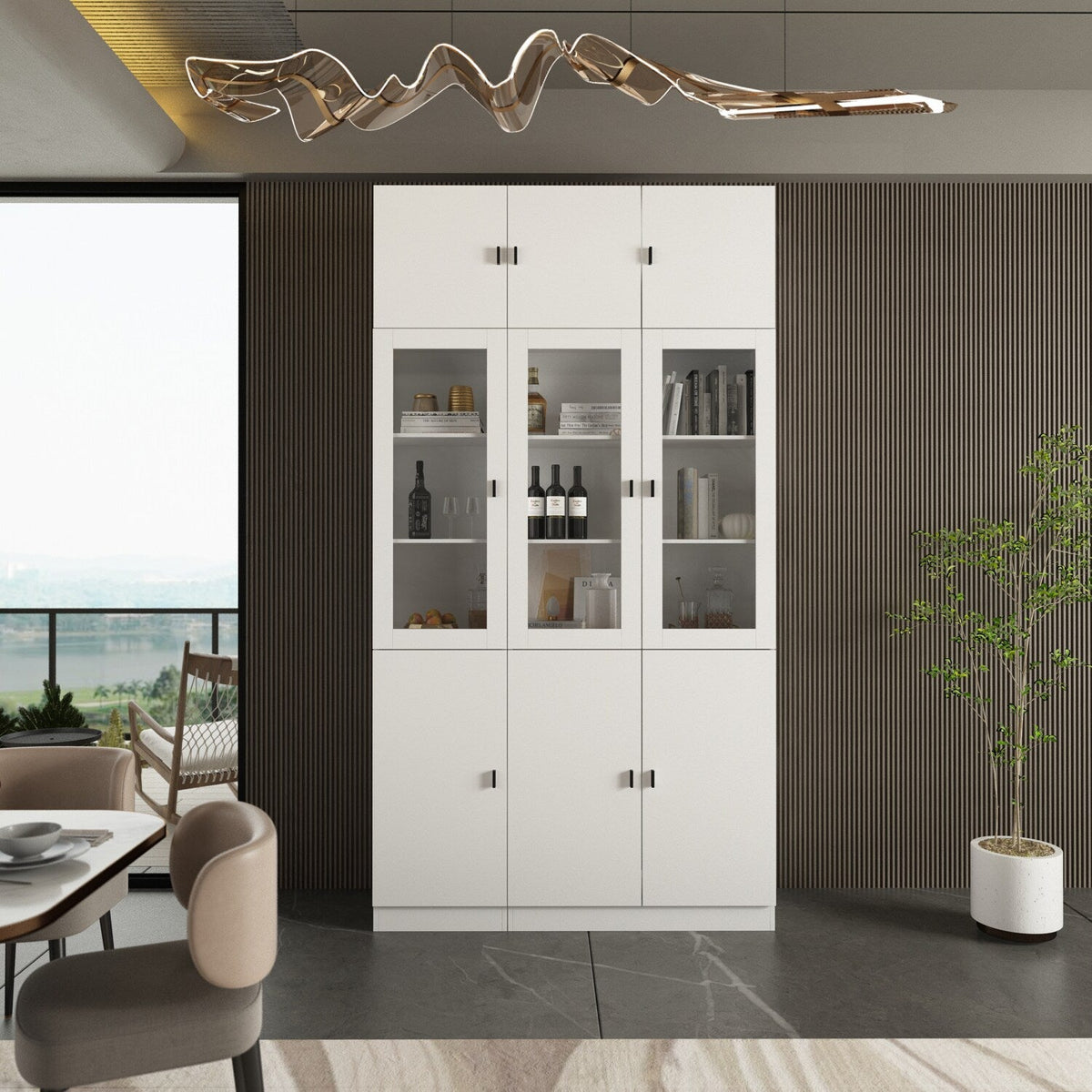 FUFU&GAGA 47.2-in W x 87.8-in H Mdf White Freestanding Utility Storage Cabinet