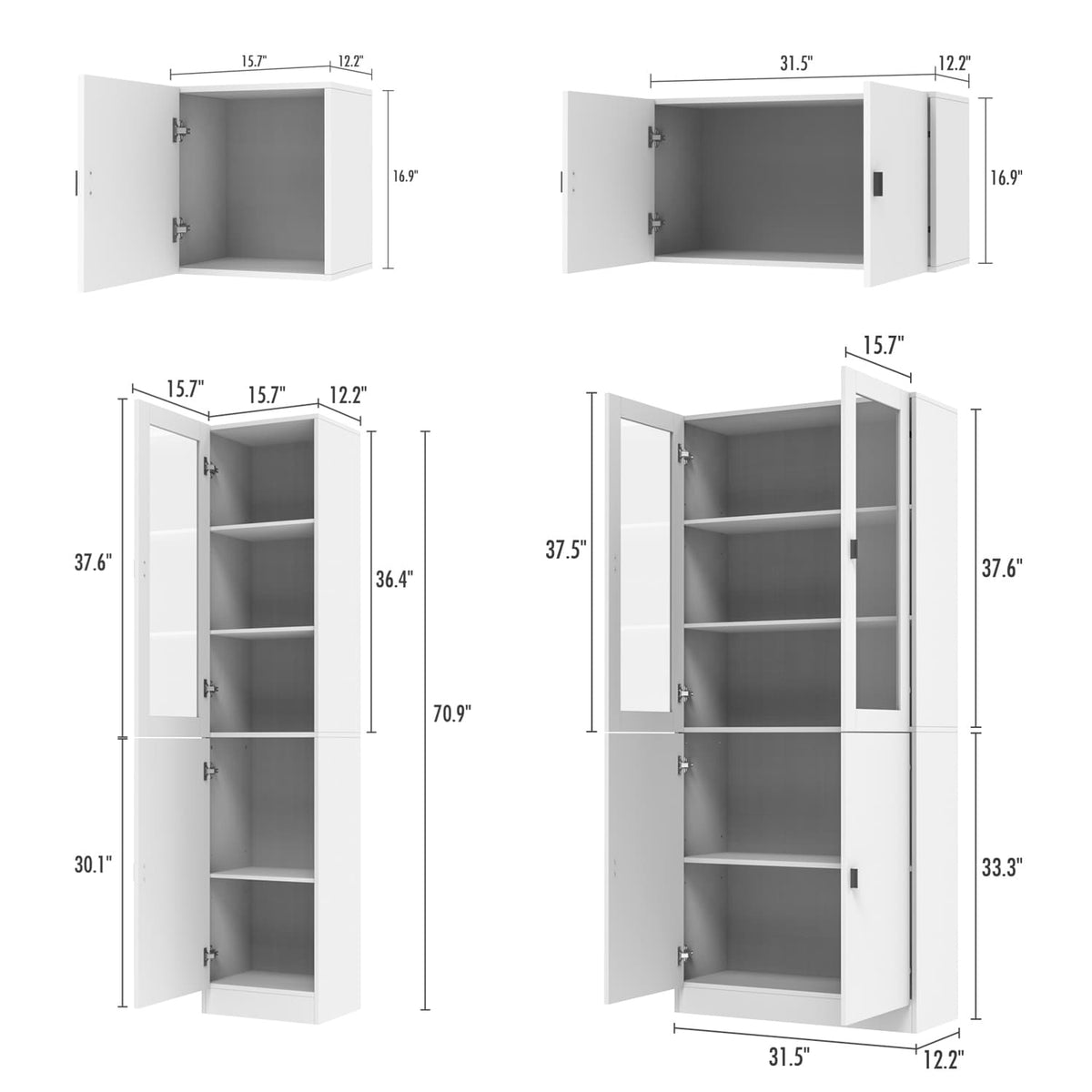 FUFU&GAGA 47.2-in W x 87.8-in H Mdf White Freestanding Utility Storage Cabinet