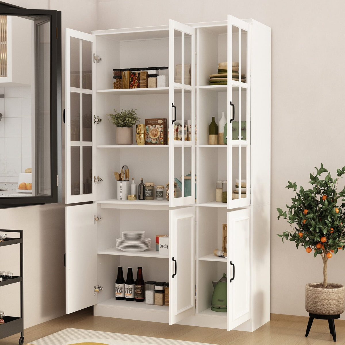 FUFU&GAGA 47.2-in W x 78.7-in H Mdf White Freestanding Utility Storage Cabinet
