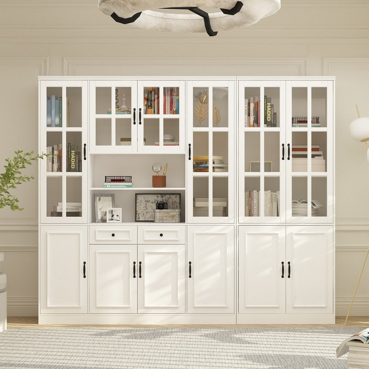 FUFU&GAGA 94.5-in W x 78.7-in H Mdf White Freestanding Utility Storage Cabinet
