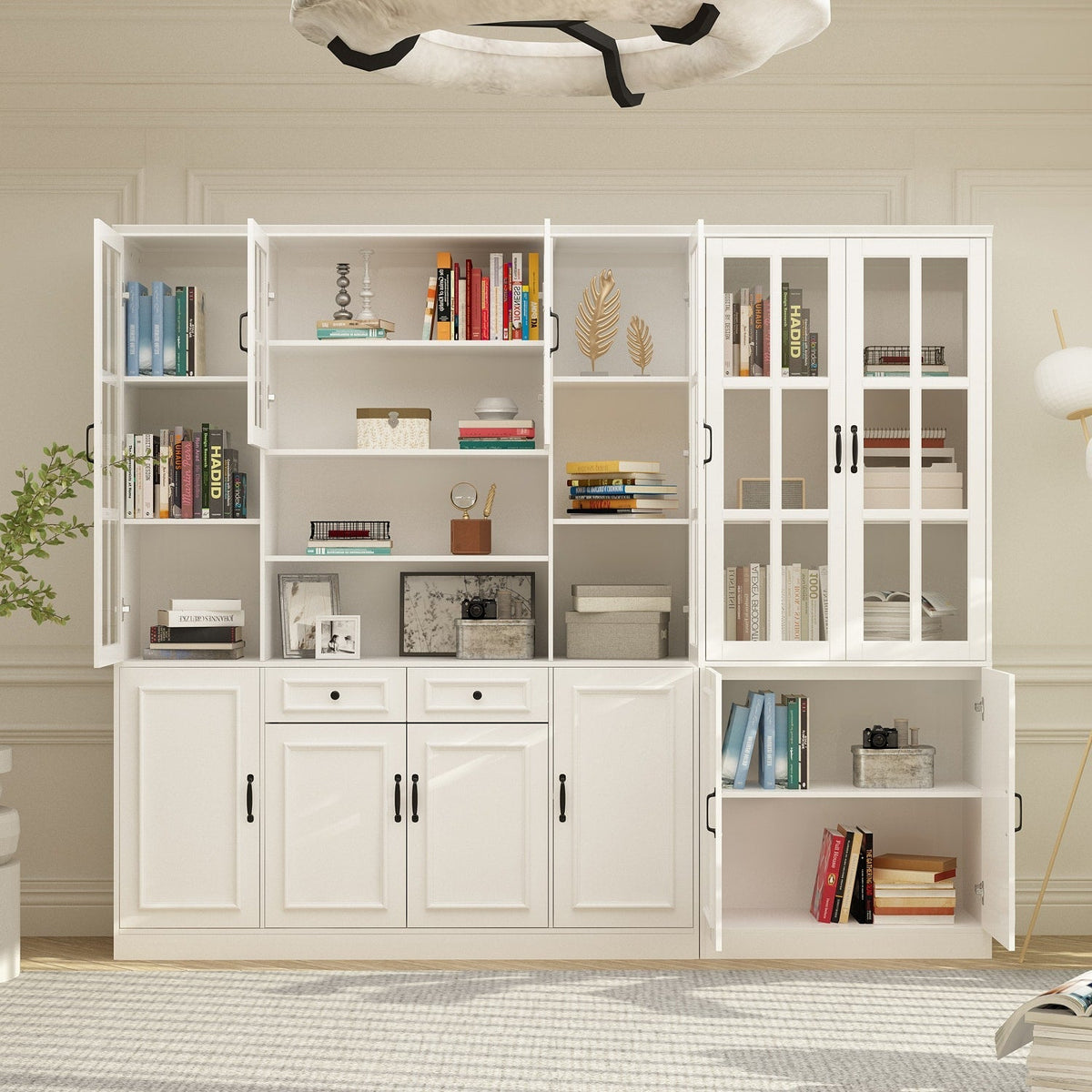 FUFU&GAGA 94.5-in W x 78.7-in H Mdf White Freestanding Utility Storage Cabinet