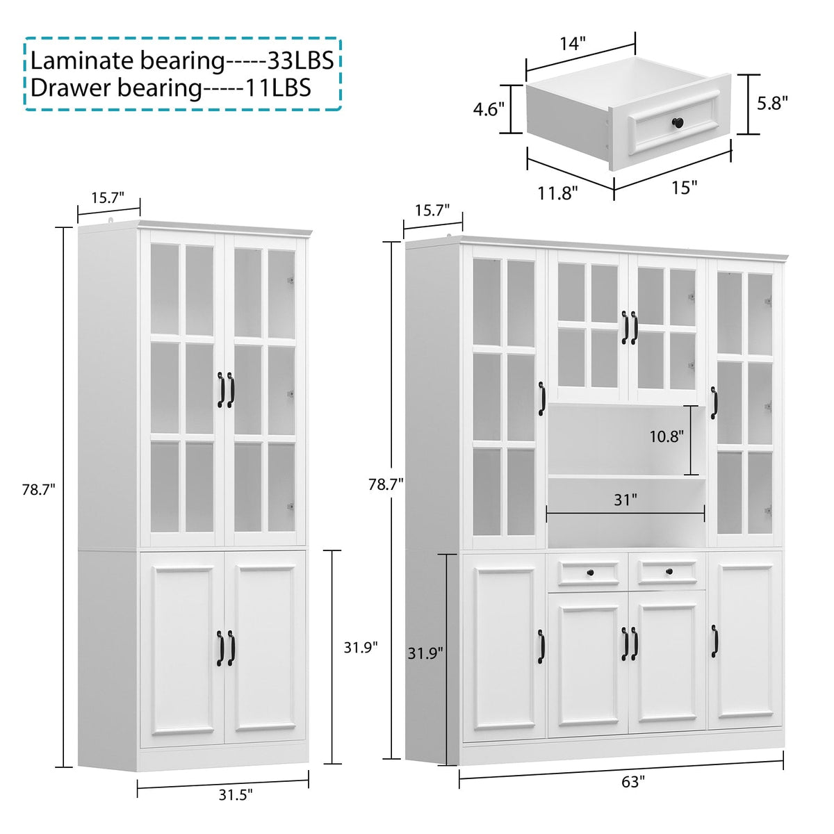 FUFU&GAGA 94.5-in W x 78.7-in H Mdf White Freestanding Utility Storage Cabinet